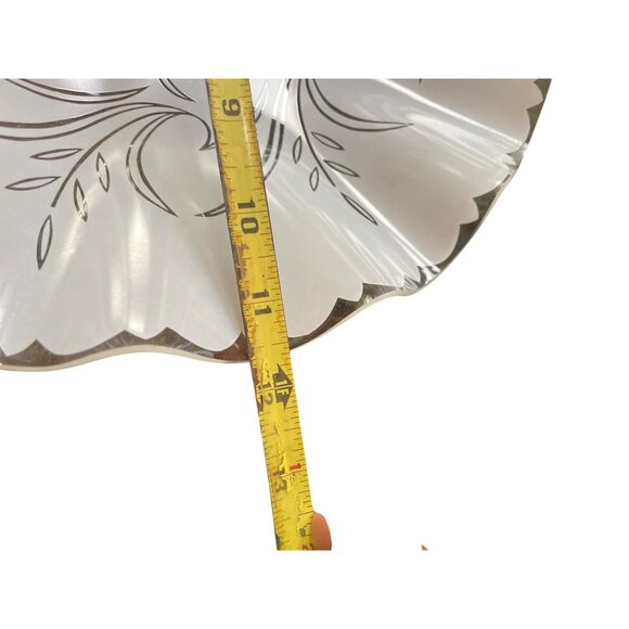 12" Vintage Light Cover White Silver Leaf Design Round 1970's - Picture 3 of 3